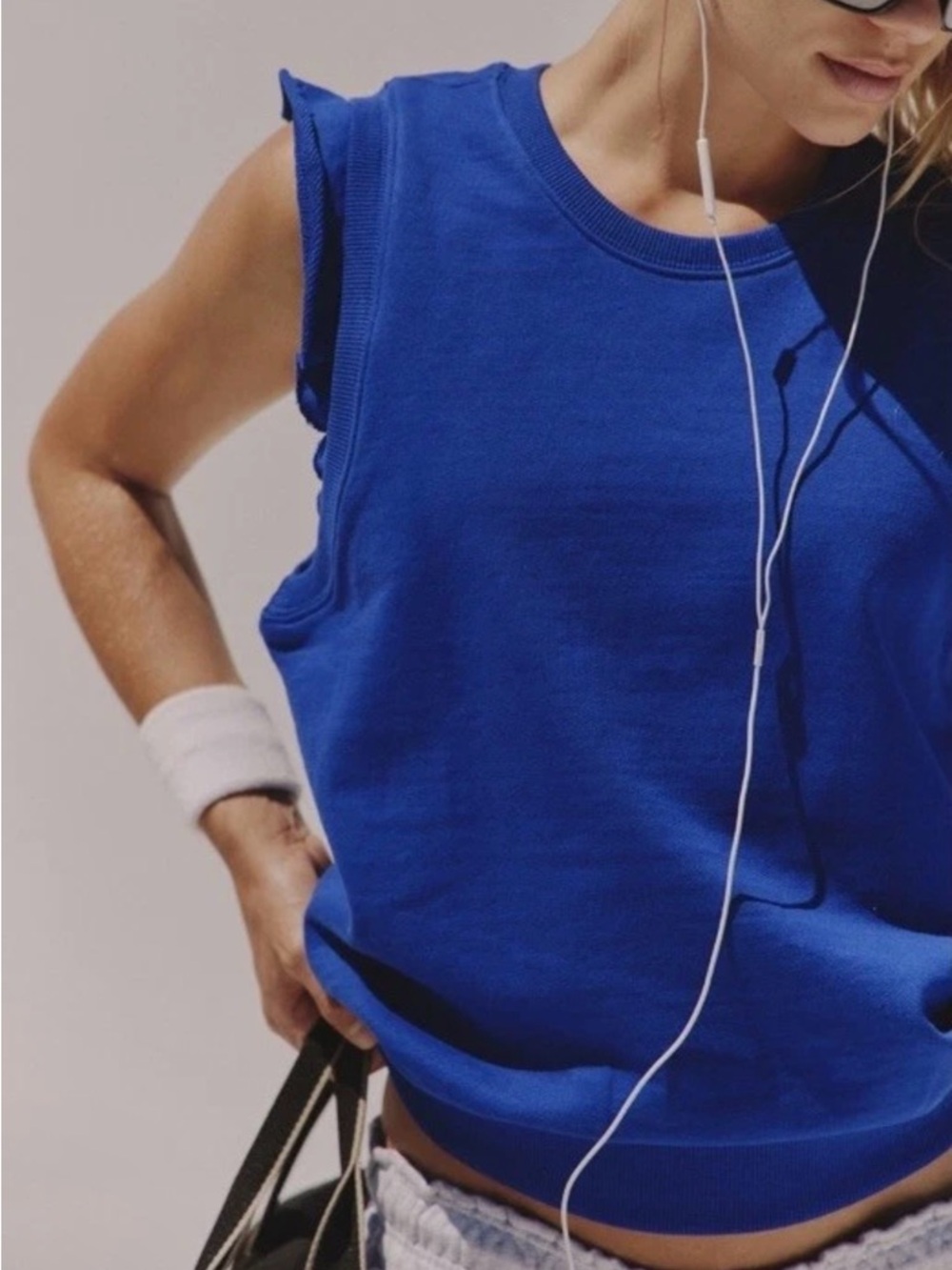 Free People Movement Flutter Tank Sweatshirt Electric Blue M NWT